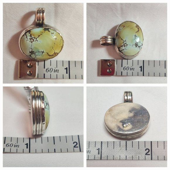 Vintage Turquoise Sterling Silver Cabochon Pendant - Picture 9 of 12